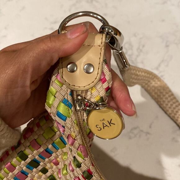 The Sak hobo style woven ribbon handbag Y2K shoulder colorful summer artsy - Picture 6 of 12